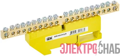 Шина PE "земля" на DIN-изоляторе ШНИ-6х9-20-Д-Ж IEK YNN10-69-20D-K05