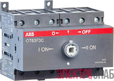 Реверсивный рубильник 3-х полюсный на ток до 45А ОТ-45-Е3С 1SCA022551R3880