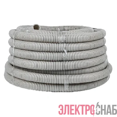 Труба гофрированная ПВХ d32мм с протяжкой сер. (уп.30м) Plast PROxima EKF tg-z-32-30