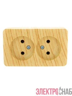 Розетка 2-м ОП Viola 16А IP20 без заземл. беленый дуб LEZARD 751-5200-128