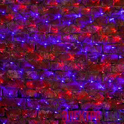 Гирлянда светодиодная "Сеть" 2.5х2.5м 432LED красн./син. 26Вт 220-240В IP65 провод ПВХ черн. Neon-Night 215-033