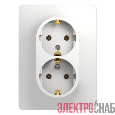 Розетка 2-м СП Glossa 16А IP20 с заземл. в сборе бел. SE GSL000124