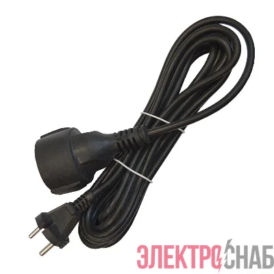 Удлинитель-шнур 1х5м без заземл. 10А IP20 ПВС 2х1 черн. DOMTOK 2340