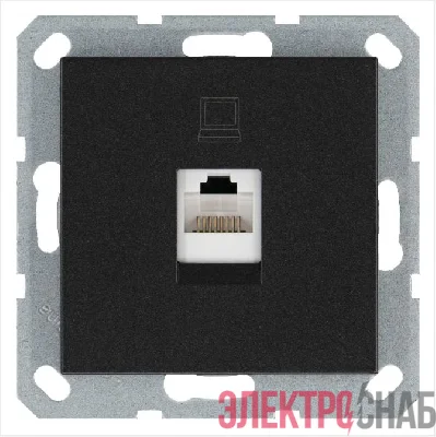 Розетка компьютерная 1-м RJ45 IP20 кат. 5E механизм антрацит Jasmart G6105B