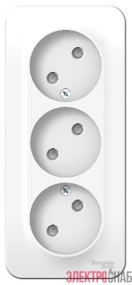 Розетка 3-м ОП Blanca 16А IP20 250В без заземл. защ. шторки с изолир. пластиной бел. SE BLNRA001311