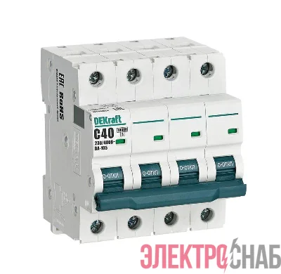 Выключатель автоматический модульный 4п C 40А 10кА ВА-105 DEKraft 13193DEK