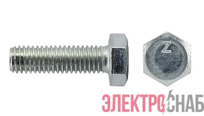 Болт М6х25 с шестигранной головкой цинк. DIN 933 (уп.70шт) класс прочности 8.8. коробка Tech-Krep 144932