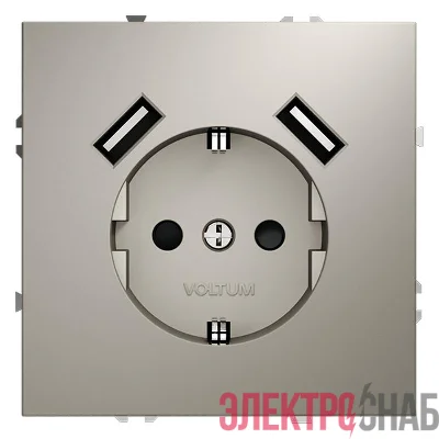 Розетка 1-м СП S70 16А с USB A+A с заземл. защ. шторки механизм кашемир Voltum VLS040403