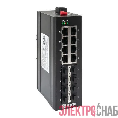 Коммутатор неуправляемый промышленный U-8GX/SFP-8GT 8 портов 1000Base-X SFP 8 портов 10/100/1000Base-T(X) RJ45 монтаж на DIN-рейку TSX EKF TSX-U-8GX/SFP-8GT