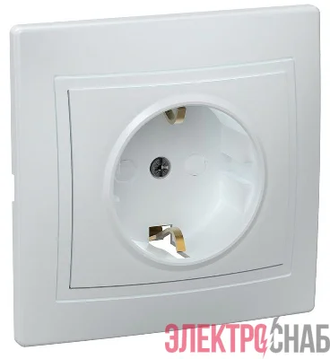 Розетка 1-м СП Кварта РСш10-3-КБ 16А IP20 с заземл. защ. шторки керамика бел. GENERICA ERK14-K01-16-K