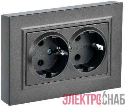 Розетка 2-м СП BRITE РС12-3-БрТБ 16А в сборе с заземл. без защ. шторок бронза IEK BR-R21-16-K45-F
