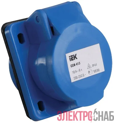 Розетка встраиваемая 16А 2P+E 220В IP44 ССИ-413 IEK PSR41-016-3