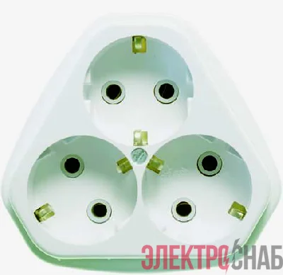 Розетка 3-м ОП РА10/16-833 16А IP20 с заземл. бел. Кунцево 5921