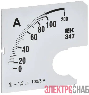 Шкала сменная для амперметра Э47 100/5А-1.5 72х72мм IEK IPA10D-SC-0100