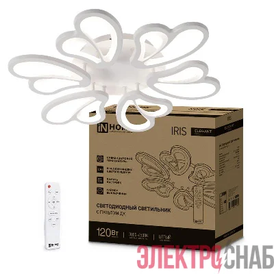Светильник светодиодный ELEGANT IRIS 120Вт 3000-6500К 8400лм 230В 607х535х85мм с пультом ДУ бел. IN HOME 4690612051482