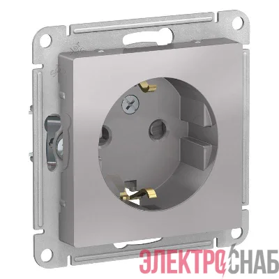Розетка 1-м СП AtlasDesign 16А IP20 с заземл. защ. шторки механизм алюм. SE ATN000345