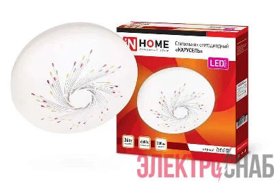 Светильник светодиодный DECO КАРУСЕЛЬ 36Вт 230В 6500К 3240лм 380х55мм IN HOME 4690612025032