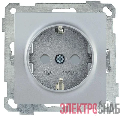 Розетка 1-м СП Bolero РС14-1-0-Б 16А IP20 с заземл. защ. шторки механизм серебр. IEK ERB14-K23-16