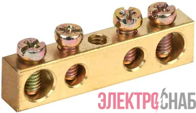 Шина PEN &quot;земля-ноль&quot; 6х9мм 4/1 (4группы/крепеж по центру) IEK YNN10-04-100