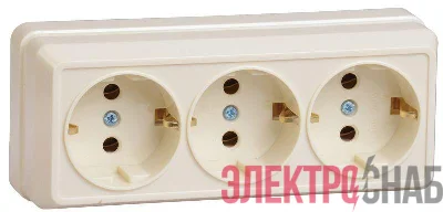 Розетка 3-м ОП Октава РС23-3-ОК 16А IP20 с заземл. крем. GENERICA ERO31-K33-16-DC