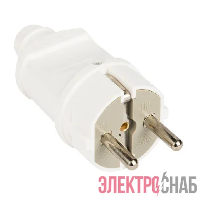 Вилка прямая 16А 250В с заземл. бел. EKF AVP16-10