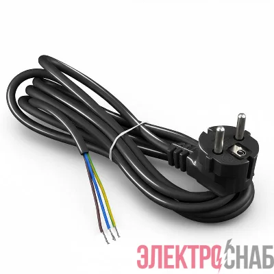 Шнур сетевой с вилкой 3м с заземл. 10А ПВС 3х1 черн. DOMTOK 2781