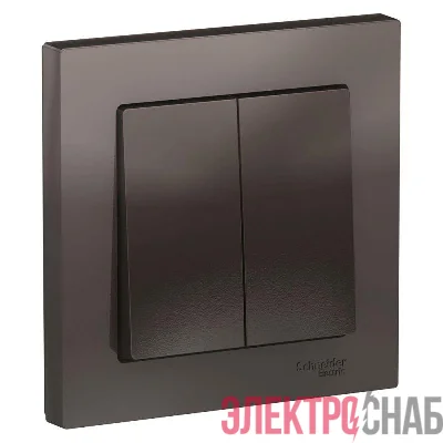 Выключатель 2-кл. СП AtlasDesign 10А IP20 (сх. 5) 10AX в сборе мокко SE ATN000652