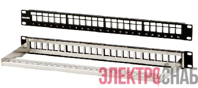 Патч-панель PPBL3-19-24-SH-RM модульная 19дюймов 24 порта Flat Type 1U для экранир. и неэкранир. модулей KJ2(C6A) KJ5; KJE; KJNE; с задним каб. организат. (без модулей) Hyperline 34878