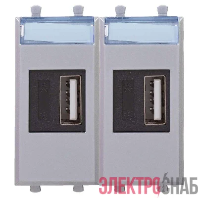 Устройство зарядное USB модульное 2мод. Avanti "Закаленная сталь" DKC 4404542