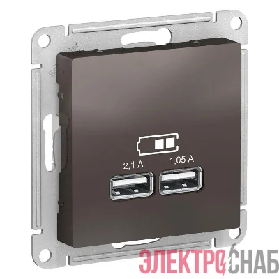 Розетка USB AtlasDesign тип A+A 5В 1х2.1А 2х1.05А механизм мокко SE ATN000633