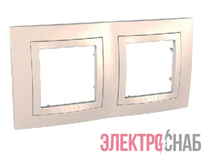 Рамка 2-м Unica с декор. накл. беж. SchE MGU2.004.25