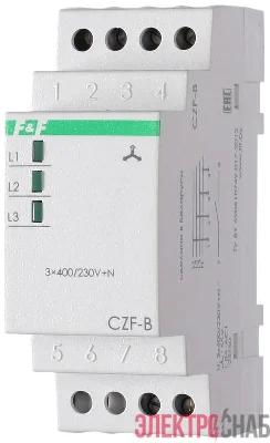 Реле контроля фаз CZF-B (3х400/230+N 8А 1перекл. IP20 монтаж на DIN-рейке) F&F EA04.001.002