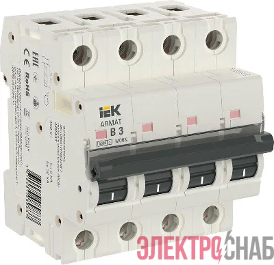 Выключатель автоматический модульный 4п B 3А M06N ARMAT IEK AR-M06N-4-B003