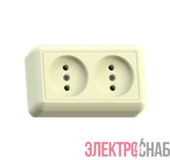 Розетка 2-м ОП Оптима 10А IP20 РА10-373 (в компл. с монтажной пластиной) без заземл. сл. кость Кунцево 8037