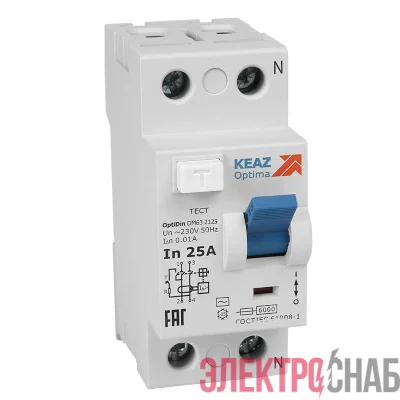 Выключатель дифференциального тока (УЗО) 2п 25А 30мА OptiDin DМ63-2225 AC УХЛ4 КЭАЗ 254166