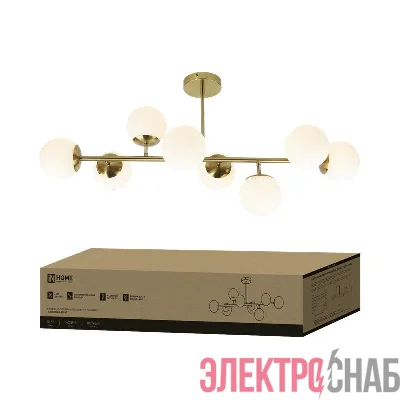 Светильник AURORA LUNA-8G9-LT 8xG9 потолочн. под лампу; плафоны матов./корпус латунный IN HOME 4690612062778