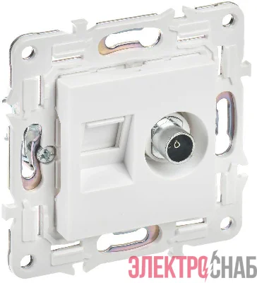 Розетка двойная TV+RJ45 кат.6E SKANDY SK-A15W арктич. бел. IEK SK-AK20-2-K01