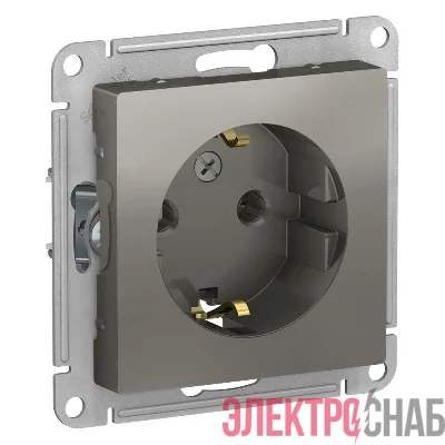 Розетка 1-м СП AtlasDesign 16А IP20 с заземл. механизм сталь SE ATN000943