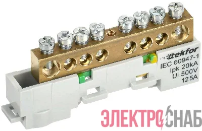Шина PE &quot;земля&quot; неизол. на универс. держ. 8х12-8-Ж TEKFOR IEK TF-NN20-08-DL-K05