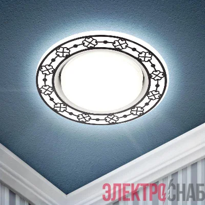 Светильник DK LD28 WH/WH декор cо светодиодной подсветкой GX53 бел./бел. ЭРА Б0037391