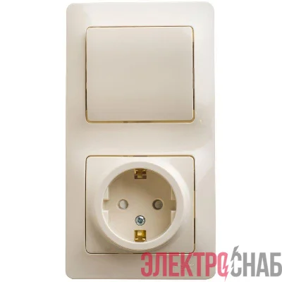 Блок комбинированный GLOSSA розетка защ. штоки с заземл. + выкл. 1-кл. беж. SchE GSL000270