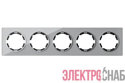 Рамка 5-м Garda горизонт. стеклянная сер. 2E52501302 OneKeyElectro 2234938