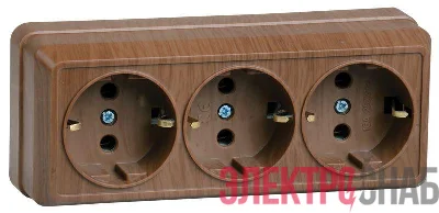 Розетка 3-м ОП Октава РС23-3-ОД 16А IP20 с заземл. дуб GENERICA ERO31-K04-16-DC