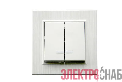 Выключатель 2-клав. с подсветкой Karea LINE STAR жемчуж. Makel 86100023