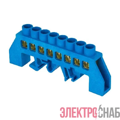 Шина нулевая N 8х12 8 отверстий синий нейлоновый корпус комбинированный латунь розн. стикер PROxima EKF sn0-125-8-dn-r