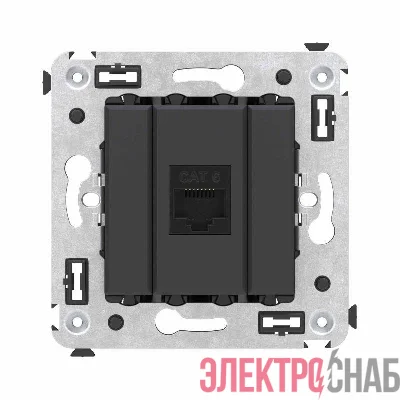 Розетка компьютерная 1-м СП Avanti "Черный матовый" RJ45 кат.6 без шторок механизм DKC 4412693