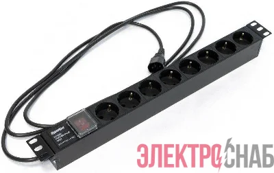 Блок розеток 8-м 10А SHE19-8SH-S-2.5IEC горизонт. шнур 2.5м Hyperline 397035
