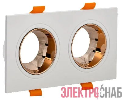 Светильник 4108 встраиваемый поворотный 2хGU10 бел./зол. пласт. IEK LT-UVB0-4108-GU10-2-K22