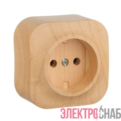 Розетка 1-м ОП Quteo 16А IP20 2P без заземл. без защ. шторок дерево IEK 782270