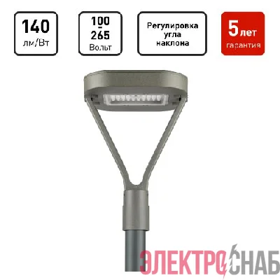 Светильник светодиодный SPP-505-0-30K-050 50Вт 3000К IP65 6000лм КСС Д садово-парковый сер. Эра Б0062697